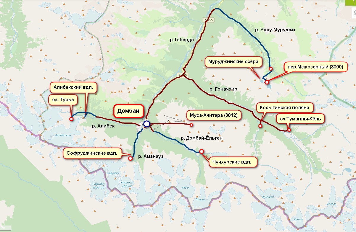 Спутниковая карта домбая